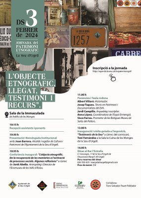 ‘L’objecte etnogràfic, llegat, testimoni i recurs’, jornada sobre patrimoni etnogràfic a la Seu d’Urgell 
