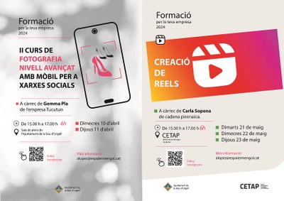 Curs de fotografia de nivell avançat amb mòbil per a xarxes socials i de creació de Reels, noves formacions gratuïtes per a empreses i comerços 