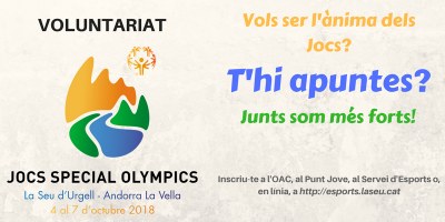 Darrers dies per poder inscriure’s com a voluntari als Jocs Special Olympics 