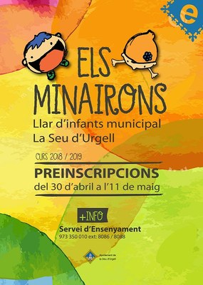 Dilluns 30 d’abril s'obren les preinscripcions per a la llar d’infants municipal ‘El Minairons’ 