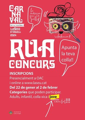 El pròxim dilluns 22 de gener s’obren les inscripcions per participar a la rua i concurs de Carnaval 2024 