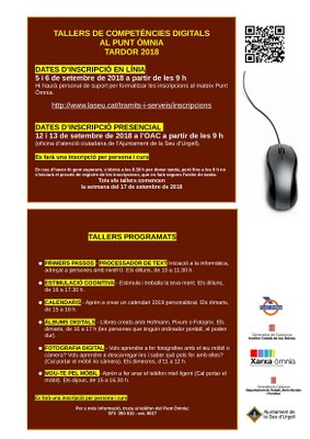 El Punt Òmnia de la Seu d’Urgell inicia el nou curs amb 6 tallers de competències digitals 
