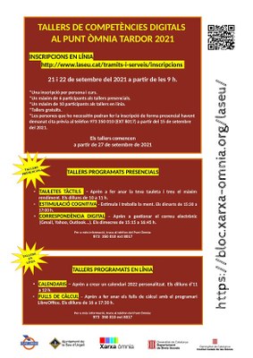 El Punt Òmnia de la Seu d’Urgell ofereix per aquesta tardor 3 tallers presencials i 2 online 