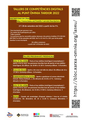El Punt Òmnia ofereix 5 tallers de competències digitals, tots ells presencials i gratuïts 