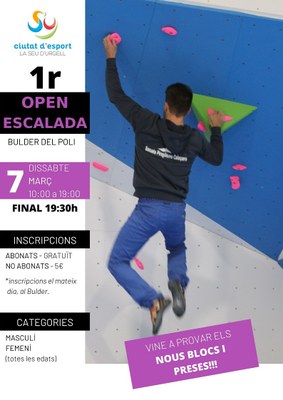 El Servei d’Esports organitza el 1r Open d’Escalada al búlder del poliesportiu municipal 