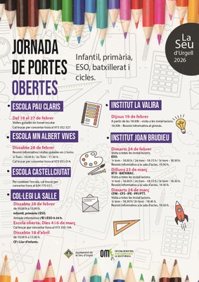 Els centres educatius de la Seu ja tenen programades les seves jornades de portes obertes 