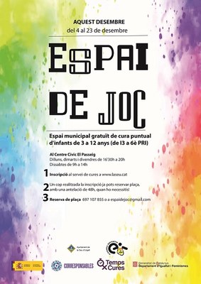 Espai de Joc, nou recurs gratuït d’acompanyament i cura d’infants per a la conciliació familiar 