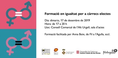 Formació en igualtat adreçada a càrrecs electes de l’Alt Urgell 