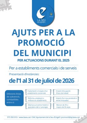 L’Ajuntament obre la convocatòria de subvencions per la promoció del municipi 2026