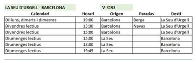 L’Ajuntament urgellenc aconsegueix la implementació de reforços dels autobusos de la línia d’autobús la Seu d’Urgell-Barcelona i viceversa 