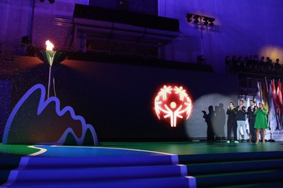 L’encesa del peveter al costat de la bandera dels Special Olympics inaugura oficialment els Jocs Special Olympics La Seu d’Urgell-Andorra la Vella 2018 