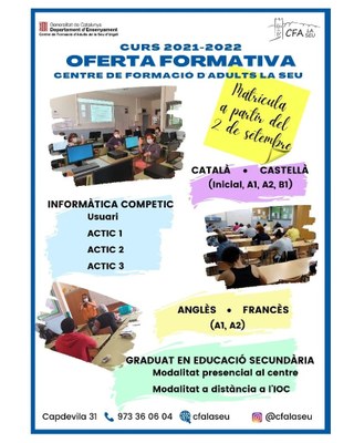 L’Escola d’Adults de la Seu d’Urgell ja ha obert el període de matriculació pel curs 2021-2022