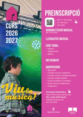 L’Escola Municipal de Música de la Seu obre preinscripcions per al pròxim curs de l’11 de maig al 5 de juny