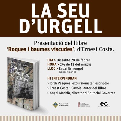 L’escriptor i fotògraf Ernest Costa presenta a la Seu ‘Roques i baumes viscudes’, un viatge mineral i humà pel país