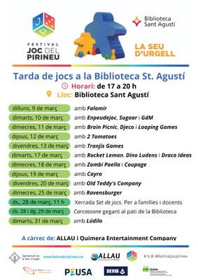 La Biblioteca Sant Agustí de la Seu inicia avui ‘Tarda de Jocs’