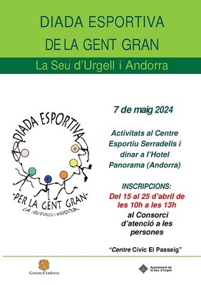 La Diada Esportiva de la Gent Gran la Seu d’Urgell-Andorra obrirà inscripcions el pròxim dilluns 15 d’abril 