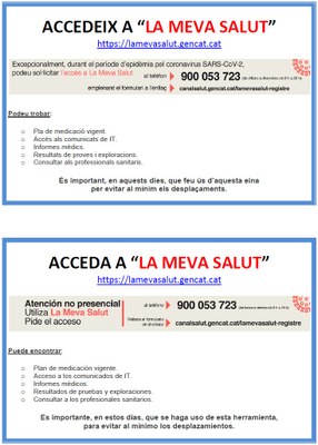 'Accedeix a La Meva Salut', nova eina per evitar al mínim els desplaçaments durant el confinament