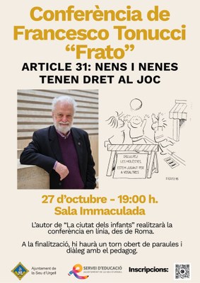 La Seu acull la conferència de Francesco Tonucci «Frato» sobre el dret al joc dels infants