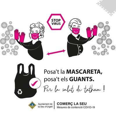 L'Ajuntament de la Seu d'Urgell aconsella l'ús de mascaretes per a la població en general quan se surt de casa 