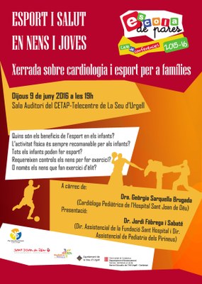 L'Escola de Pares proposa una xerrada sobre cardiologia i esport per a famílies