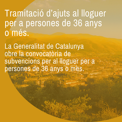 S'obre el període per presentar les sol·licituds pels ajuts al lloguer o preu de cessió d’habitatge o habitació per a persones de 36 a 64 anys