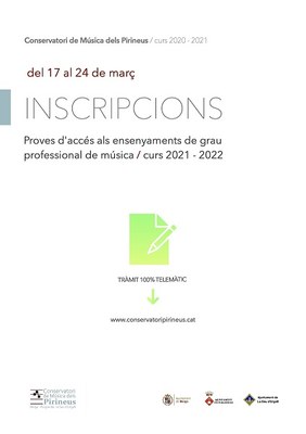 Obertes les preinscripcions per a la prova d'accés als estudis de Grau Professional de Música del Conservatori de música dels Pirineus 
