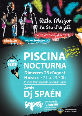 Piscina nocturna adreçada als joves, amb el Dj Spaen i un sopar 