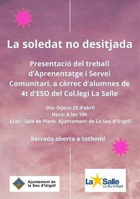 Presentació del treball sobre la soledat no desitjada, realitzat per alumnes de 4t d'ESO de La Salle 