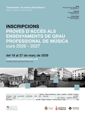 S’inicia el període de preinscripció per la Prova d’Accés als estudis de grau professional de música pel curs 2026-2027