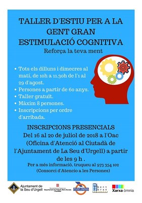 Taller d’estimulació cognitiva per a gent gran a l’agost al Punt Òmnia 