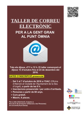 Taller gratuït de correu electrònic adreçat a gent gran al Punt Òmnia