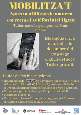 Taller gratuït per aprendre a usar el telèfon mòbil intel·ligent adreçat a la gent gran 