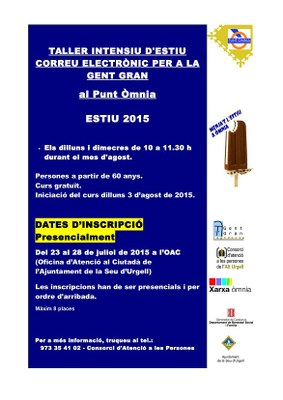 Taller intensiu de correu electrònic adreçat a la gent gran al Punt Òmnia 