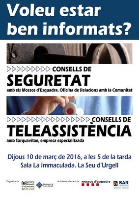 Xerrada adreçada a la gent gran sobre consells de seguretat i teleassistència 